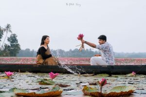 Enchanting Water Lily Pre-Wedding Shoot Suryakumar & Sharon's Love Story